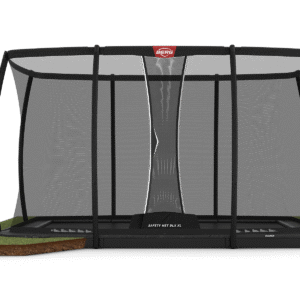 BERG Ultim Champion FlatGround 410 Grå + Safety Net DLX XL - Trampolin Rektangulær - 410 x 250 cm