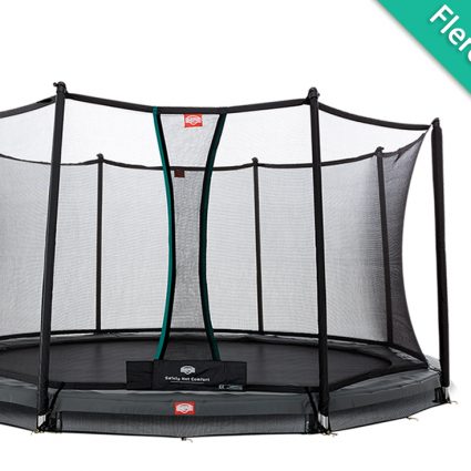Berg Champion InGround trampolin med comfort sikkerhedsnet i grå - 380 cm